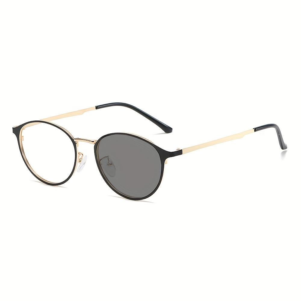1Pcs New Style Of Men And Women Vintage Metal Oval Glasses Frame Anti-Blue Color-Changing Glasses
