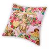 Engel Verschnörkelte Barockmotive Quadratischer Kissenbezug Polyester Leinen Samt Muster Dekorative Kissenhülle Sofasitzer Kissenbezug