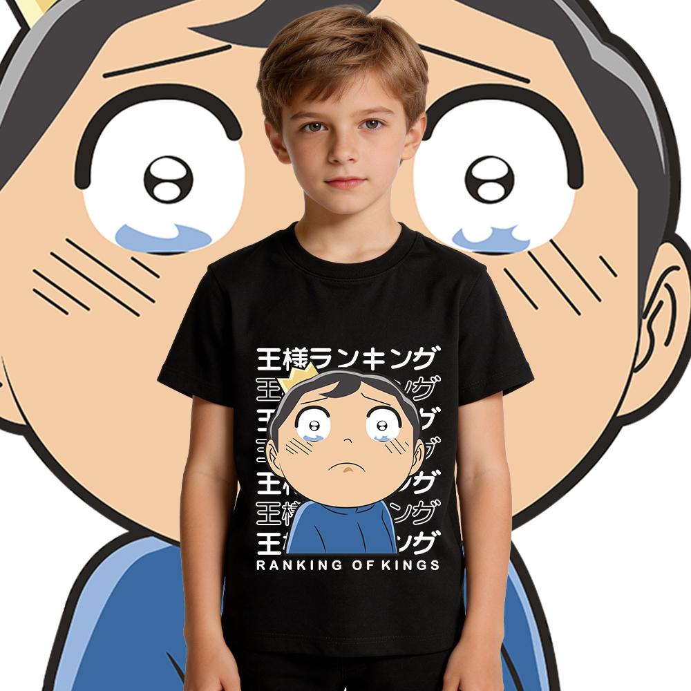 Boys Girls Ousama Ranking Bojji Anime Print Tee 100 Percent Cotton T Shirt Kids Casual Summer Short Sleeve Shirt
