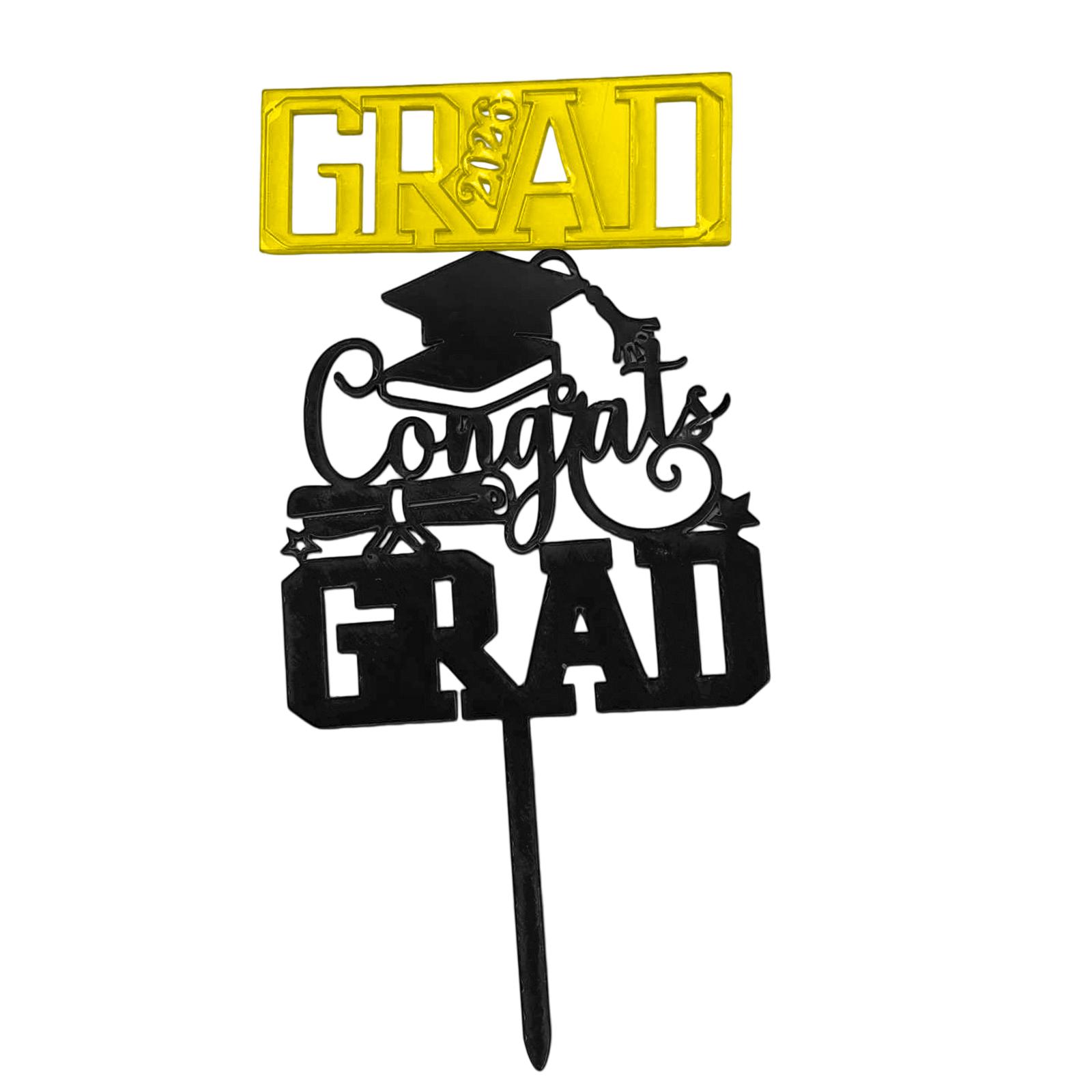 Acrylic Graduation Cake Topper 2026 Congrats Grad Party Decoration for Graduation Ceremony and Celebration Events жёлтый