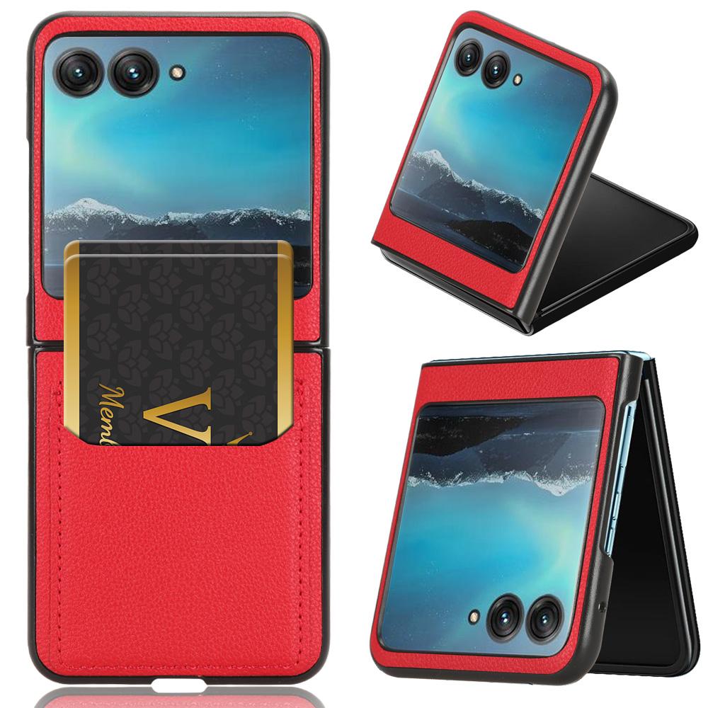 

For Motorola Razr 40 Ultra 5G PU Leather+PC Card Slot Case Litchi Texture Phone Cover Red