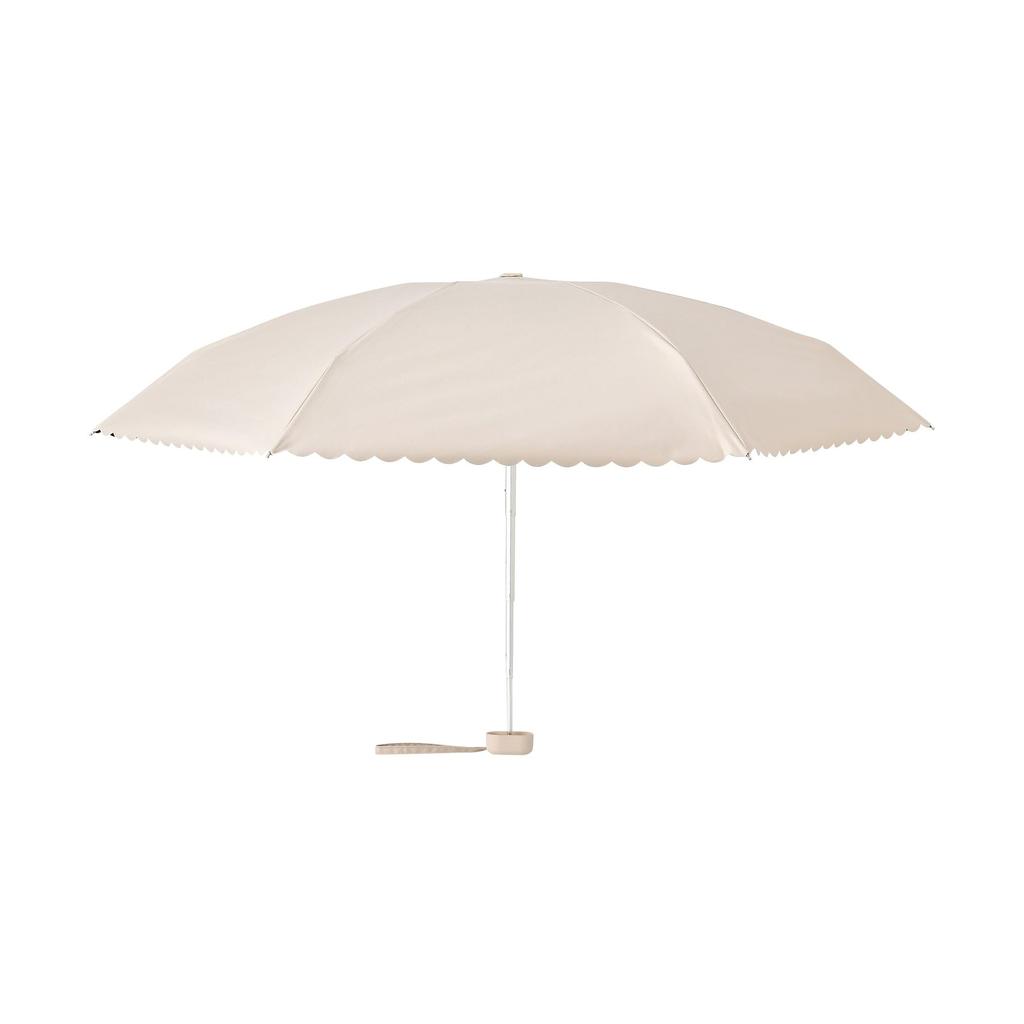 Francfranc Compact Scalloped Folding 47cm and Rain Light Umbrella Umbrella, (Sun Umbrella), Beige, Lightweight, Sunshade/Rain