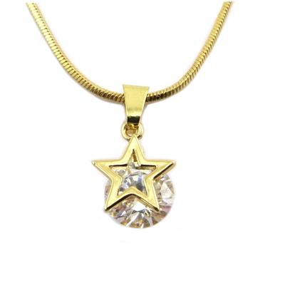 [P7605] - Designer Necklace 'A Star Is Born' Golden White - 10x10 Mm