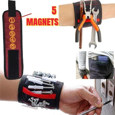 Magnetický náramek se 6 výkonnými magnety pro uchycení šroubů Hřebíky Vrtáky Nářadí pro domácí kutily