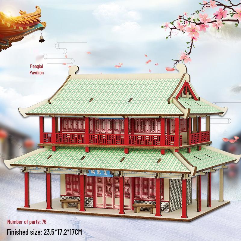Chinese-Style 3D DIY Wooden Villa Model Kit