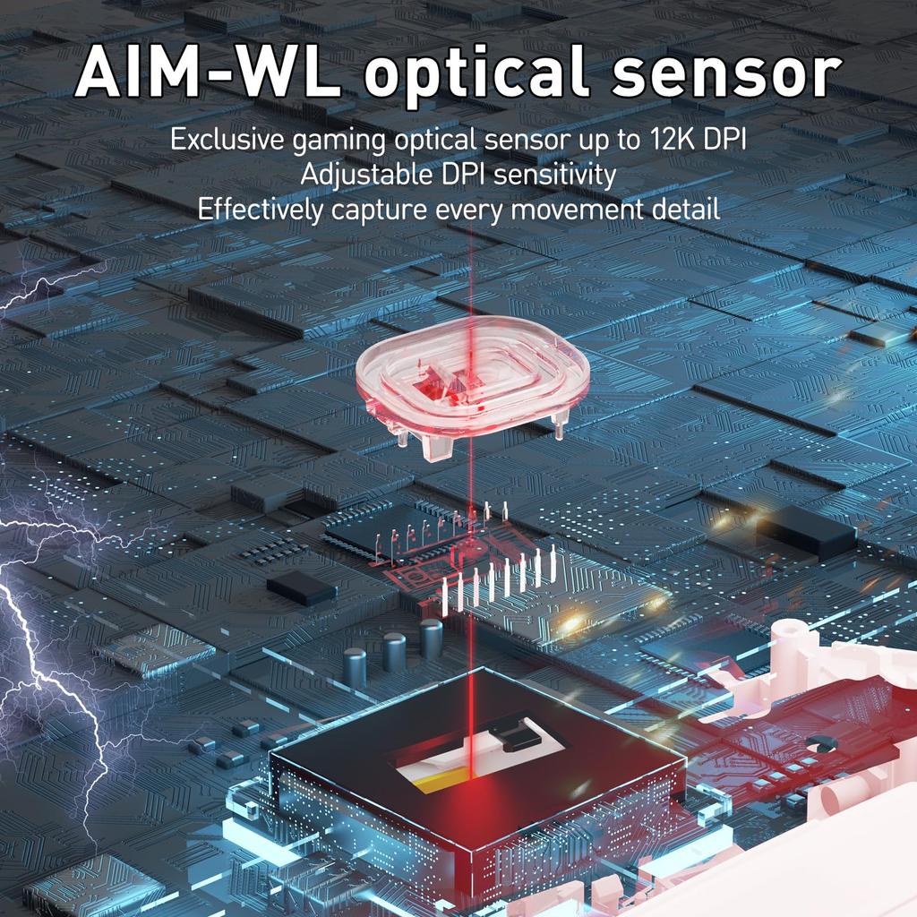 DAREU Gaming Mouse Wireless Light Wireless USB Connectable Ultra Light 85g Ergonomic Cute 12000DPI Charging Dock Included Programmable EM901X Year