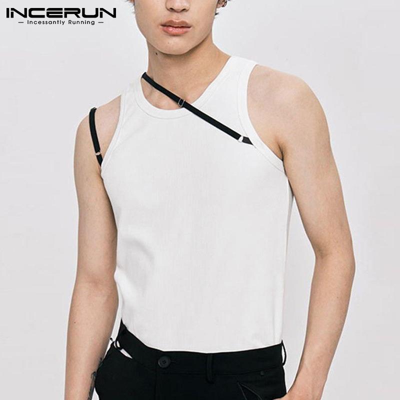 

INCERUN Летний мужской лоскутный вязаный жилет с ремешками, облегающие топы