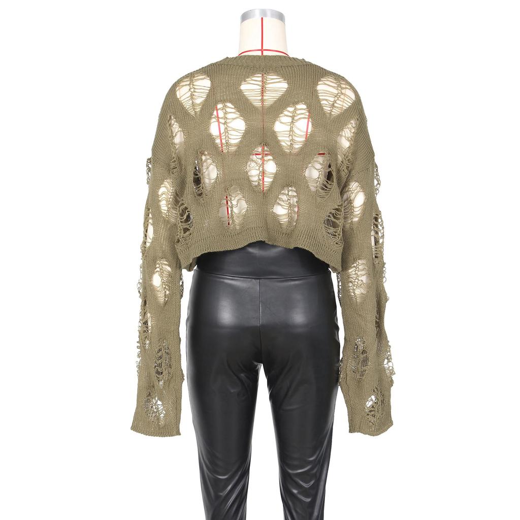 Spring/Summer 2023 Women's Knitted Crop Top with Hollow Design