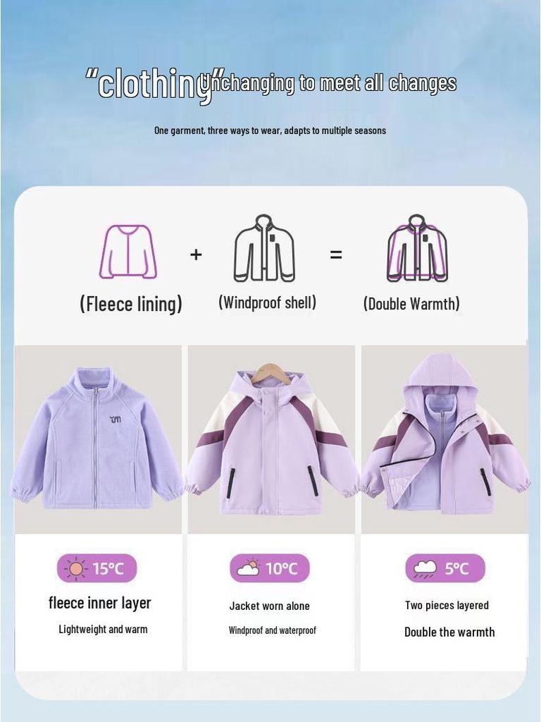 Dětská střední/velká kreslená větrovka Minecraft: 3v1 podzimní/zimní softshellová bunda