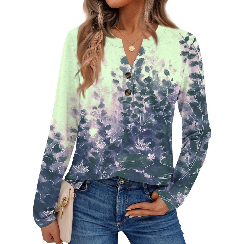 Women's Printed Long Sleeve Shirts Elegant Casual Tops Trendy Shirts Tops