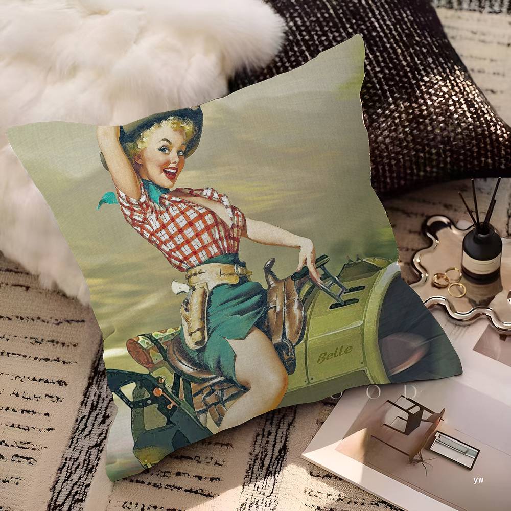Pin Up Girl Cushion Cover Polyester Sofa Cushions Decorative Throw Pillows Home Decoration Pillowcover