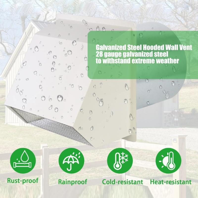 4 In Wall Mount Vent Durability Steel Construction Enhances Airflows Easyly Installation Home Commercial Use