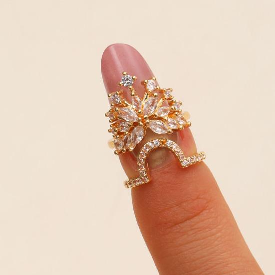 Nail Ring 3D Butterfly Flower Wing Design Detachable Nail Cap Ring Set Sparkling