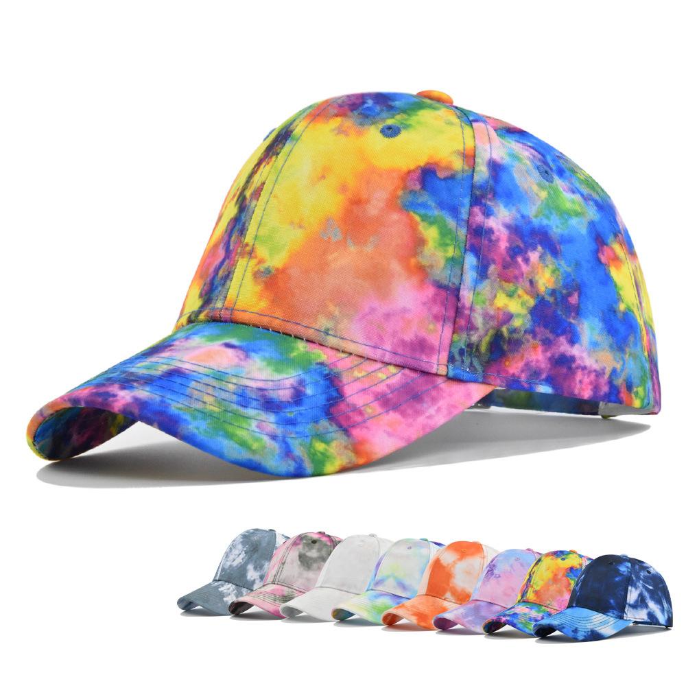 High Quality Colorful Unisex Adjustable Cotton Customized Embroidery Logo 6 Panel Fitted Plain Tie-dye Baseball Cap Hats