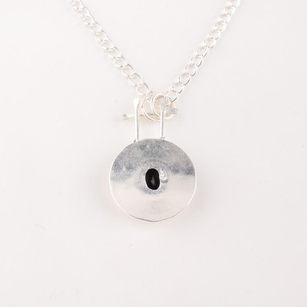 Black Onyx Gemstone 925 Sterling Silver Jewelry Handmade Designer Pendant 1.4" PP-57-21