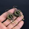 Moldavite 999 Copper Wire Wrapped Earrings, Handmade Gemstone Jewelry Earrings For Memorial Day