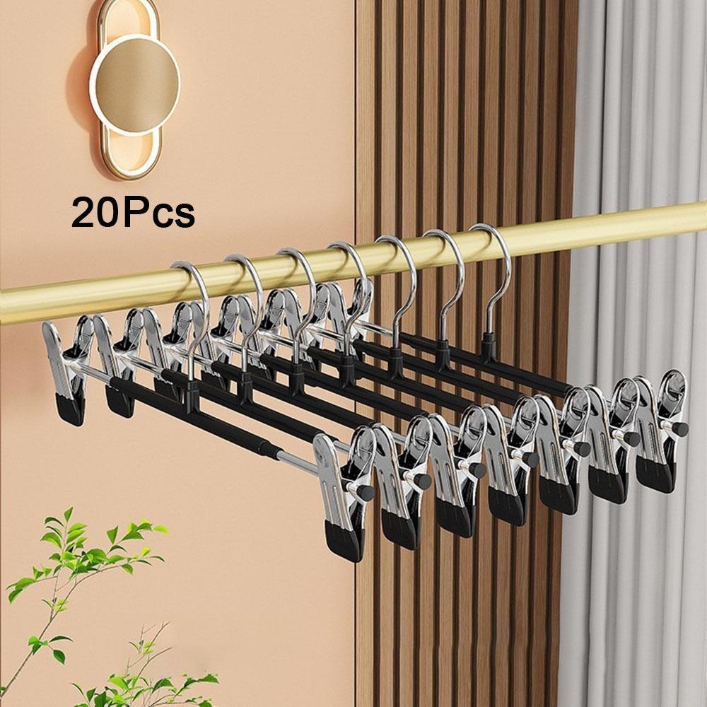 

20Pcs Stainless Steel Skirts Rack Clip Windproof Pants Clamp Durable Pant Hangers Wardrobe чёрный