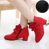 Girls' High Heel Princess Boots - Autumn Winter 2025 Fleece-Lined Short Boots for Kids