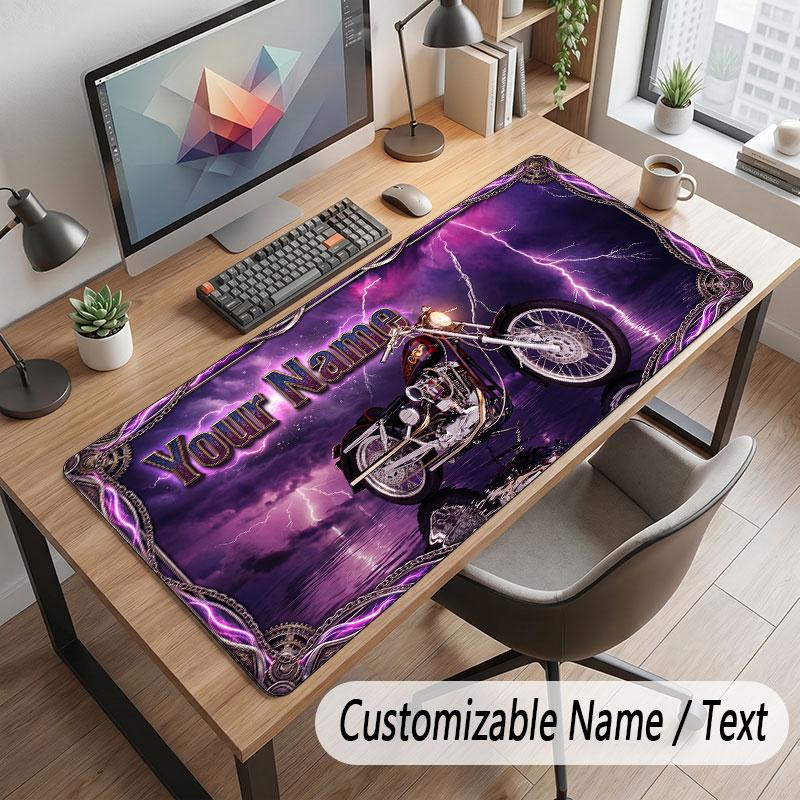 Motorcycle Theme Customized Mouse Pad Personalized Print Name Text Desk Mat For Home Office Table Decor