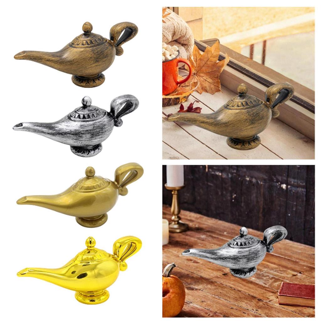 Genie Lamp Ornament Genie Light Toy, Gift Collection Home Decoration Desktop Decor Photo Props for Halloween Bedroom Party