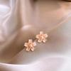 Elegant Zircon Flower and Pearl Stud Earrings - High-End Niche Design
