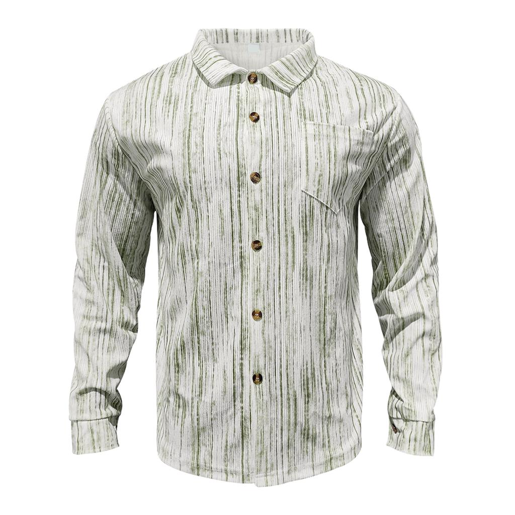 Men's Long Sleeve Linen Shirt Turn-Down Collar Shirt  Fit  Shirt