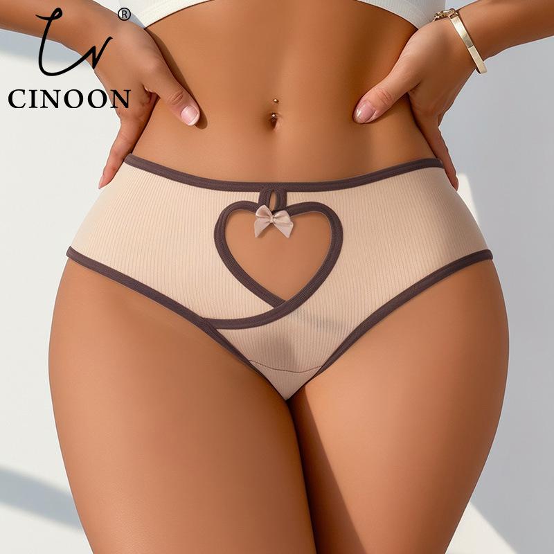 CINOON Slip Sexy a Vita Bassa da Donna Costine Taglio a Vista Patchwork Mutandine Desiderio Puro Fiocco Comfort Morbida Mutanda