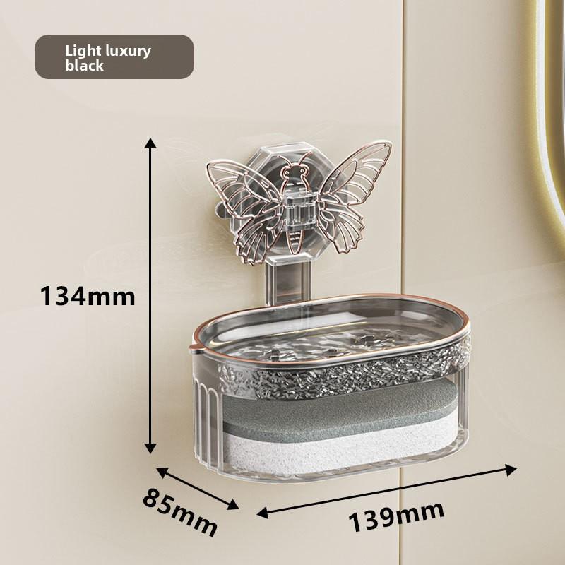 Sucker Type Powerful Suction Toilet Wall Hanging Light Luxury Creative Double-layer Perforation-free Soapbox
