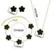 3-Piece Set of Plum Blossom Five-Leaf Flower Necklace Bracelet Women's Gift Jewelry Set for Parties