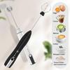 Rechargeable Milk Frother Handheld with 3 Speeds, Powerful Whisk Drink Mixer with 2 Head for Coffee, Foam Maker Black