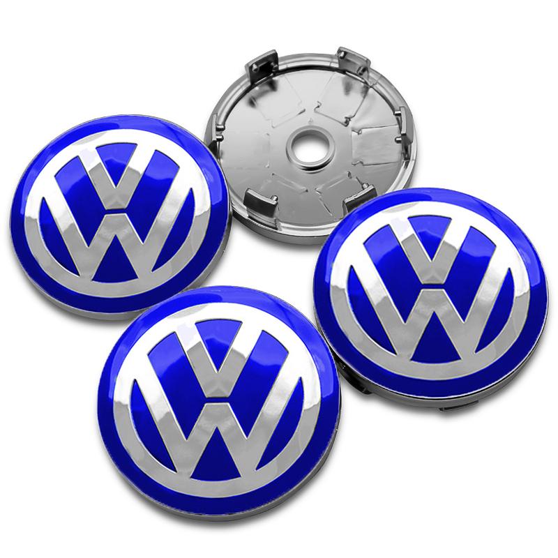 VW 4Pcs 60mm Car Wheel Center Hub Tyre Caps 56mm Rim Cover Sticker Badge Emblem For VW Passat CC Lamando Touran Touareg Tiguan Golf