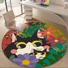 1pc Floral Cats Office Round Area Rug, Indoor Mat Suitable ForOffice, Under Office Chairs Bedroom Living Room Home Decor, Room Deco U58
