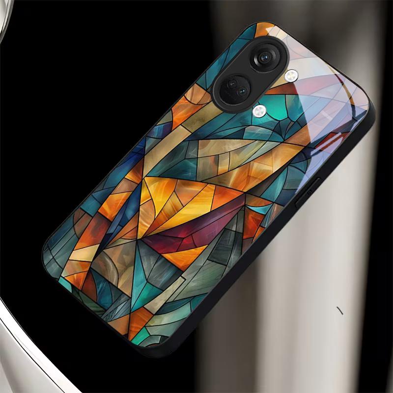 Chromatic Fragments Black Glass Phone Case For OnePlus Ace 2 3 5 Pro Nord CE 2T 2 3 Lite 6 7T 8 9 10 Pro 11R 12R 13R Back Cover