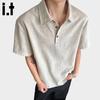 Men's :CHOCOOLATEit Linen-like Ice Silk Short Sleeve Polo Shirt