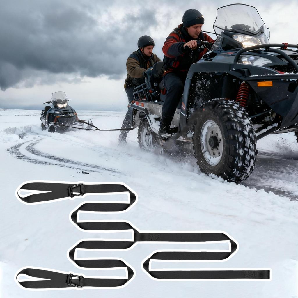 ATV Tow Strap Reinforced Outdoor Gear With Hook Snowmobile Recovery Towing Strap For Winter Off Road Adventures Camping