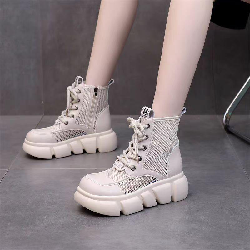 

Hollow Martin boots women s new summer thin breathable mesh single boots thick-soled short boots sandals women 35 бежевий