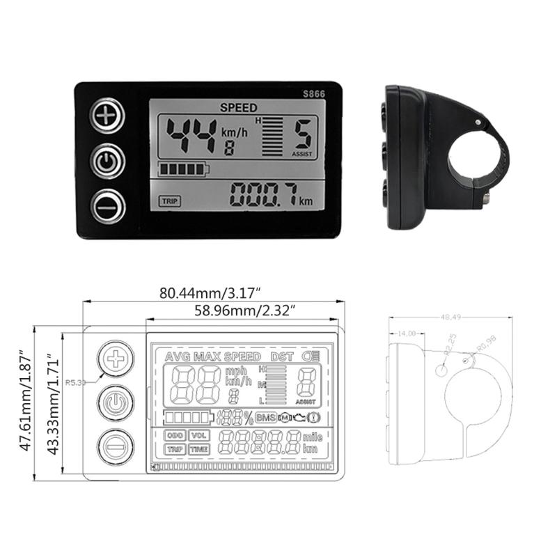 Elektrische Teile 24V 36V 48V Intelligenter S866 Elektrofahrrad Bike E-Bike Controller LCD-Panel