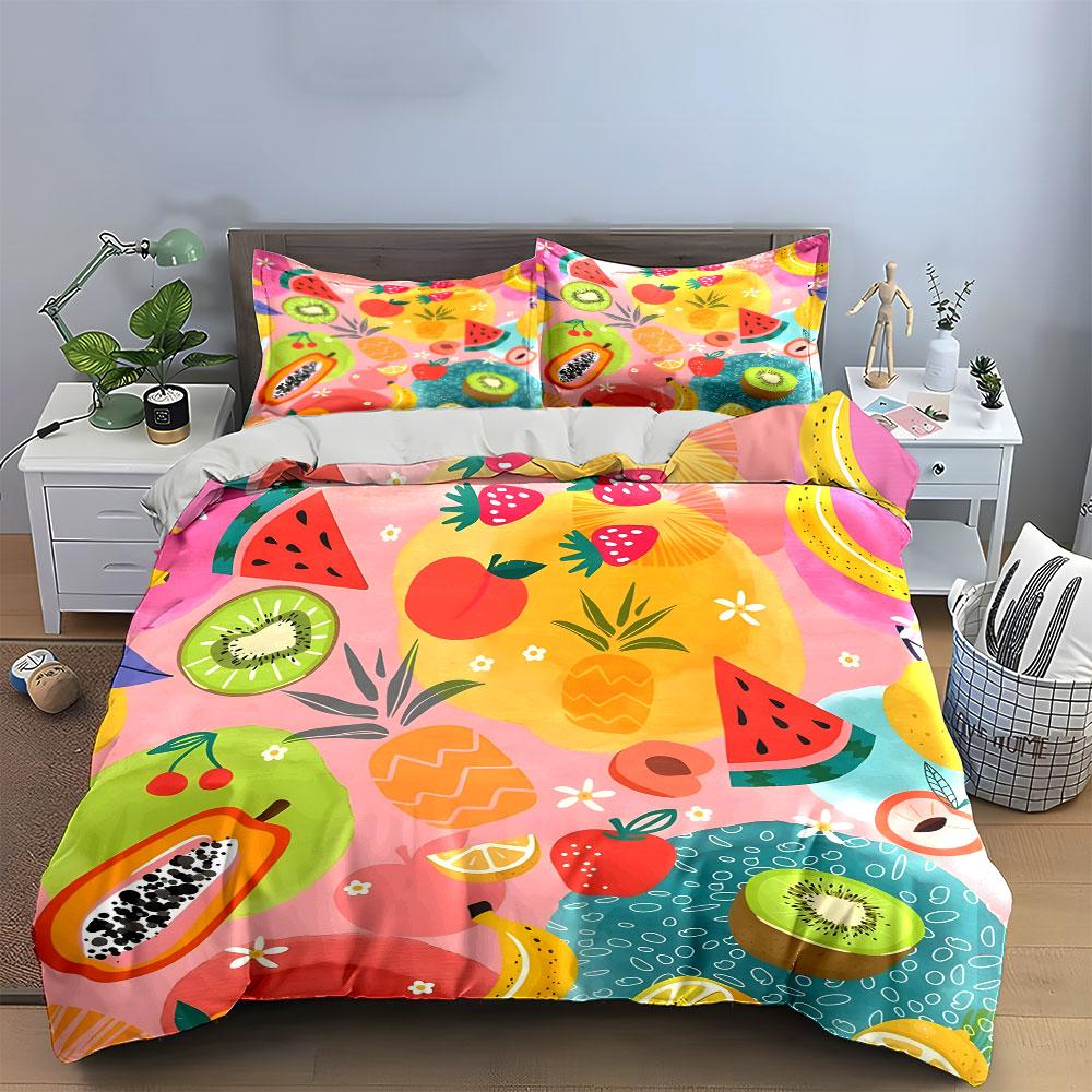 Fresh Fruits Pattern Set Design Exquisite Three-Piece Bedding Set Gift For Kids And Adults