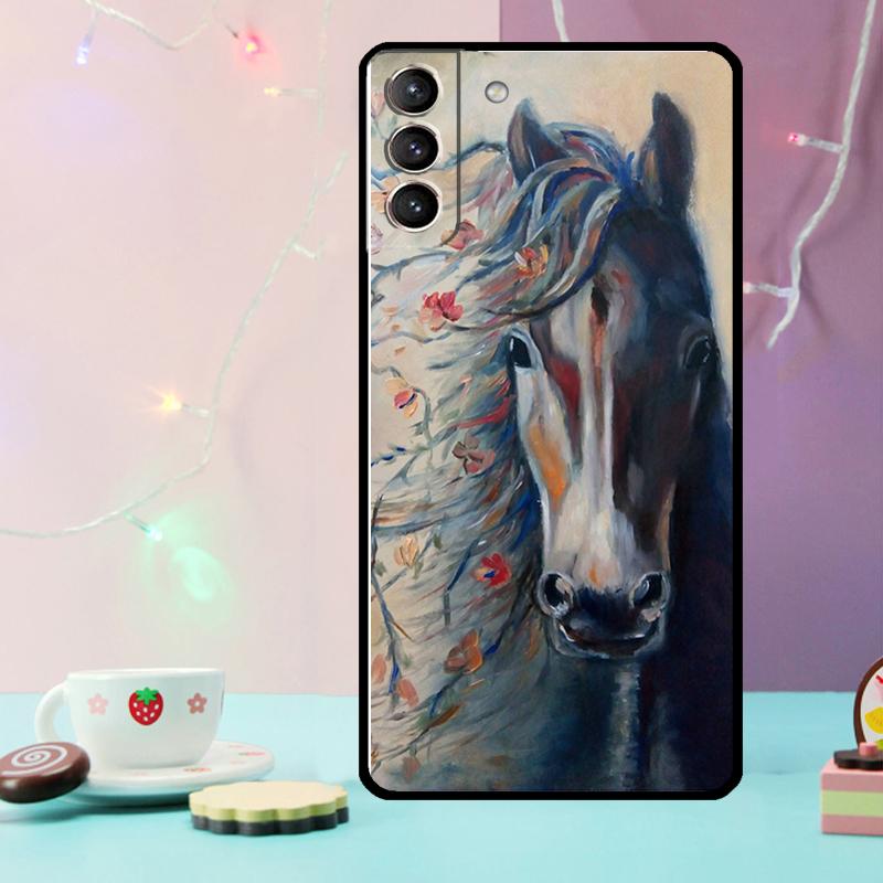 Horse Painted Art Phone Case For Samsung Galaxy S24 S25 Ultra S21 S22 S23 Ultra S9 S10 S20 Plus S25 FE Cover