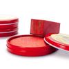 Red Quick-Drying Stamp Ink Pad for Finance Office Use - Round Iron Box for Fingerprints and Cloth Surfaces.
