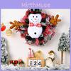 Delightful Christmas Black Hat Snowman Fabric Wreath Perfect For Seasonal Decor