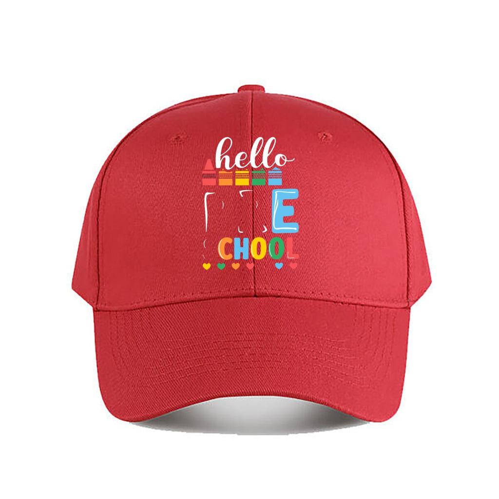 Hello School Crayon Heart Baseball Cap Fashion Unisex Sunhat Womens Outdoor Sports