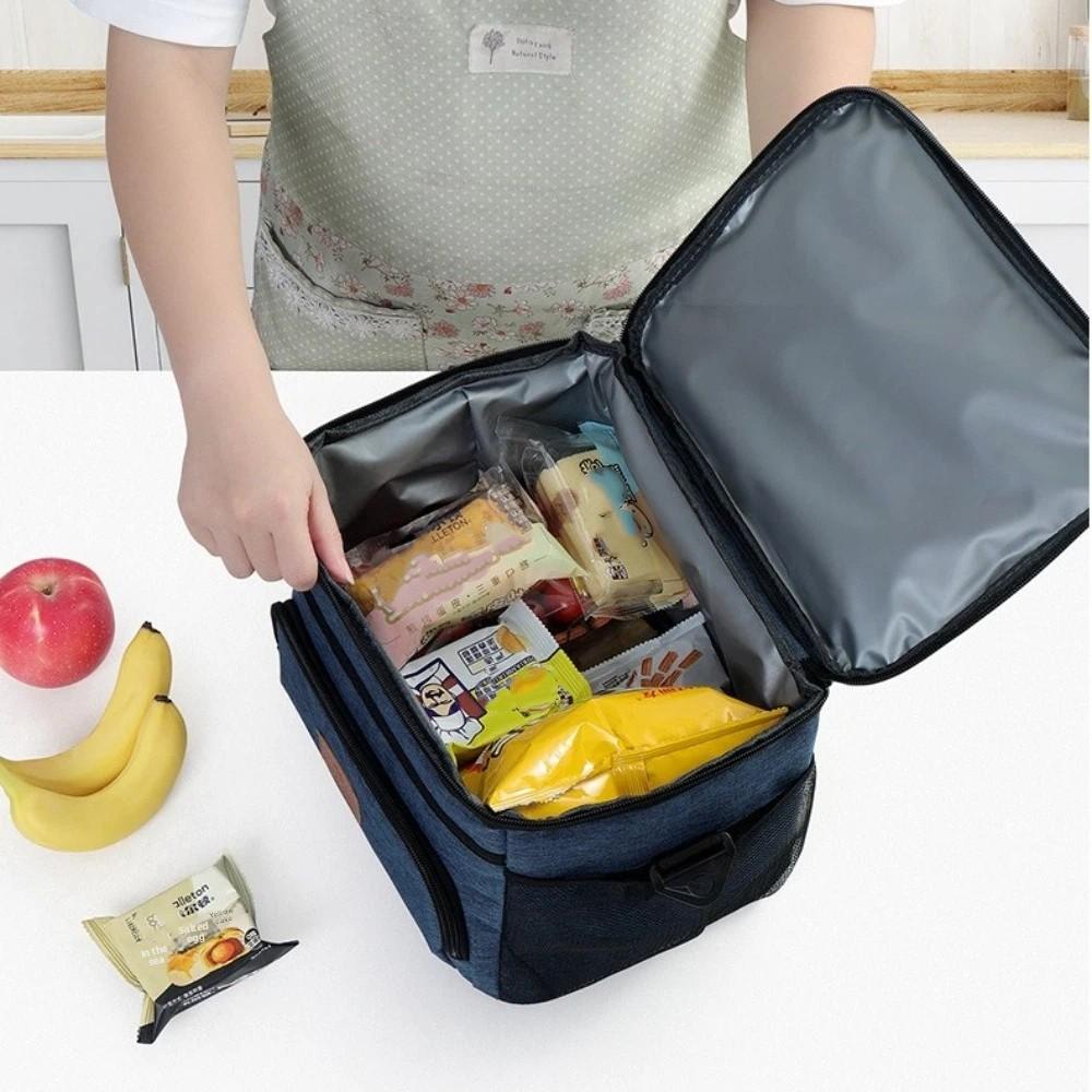 New Double Layer Insulated Thermal Bag Waterproof Portable Lunch Box Durable Handle Large Capacity Cooler Lunch Bag