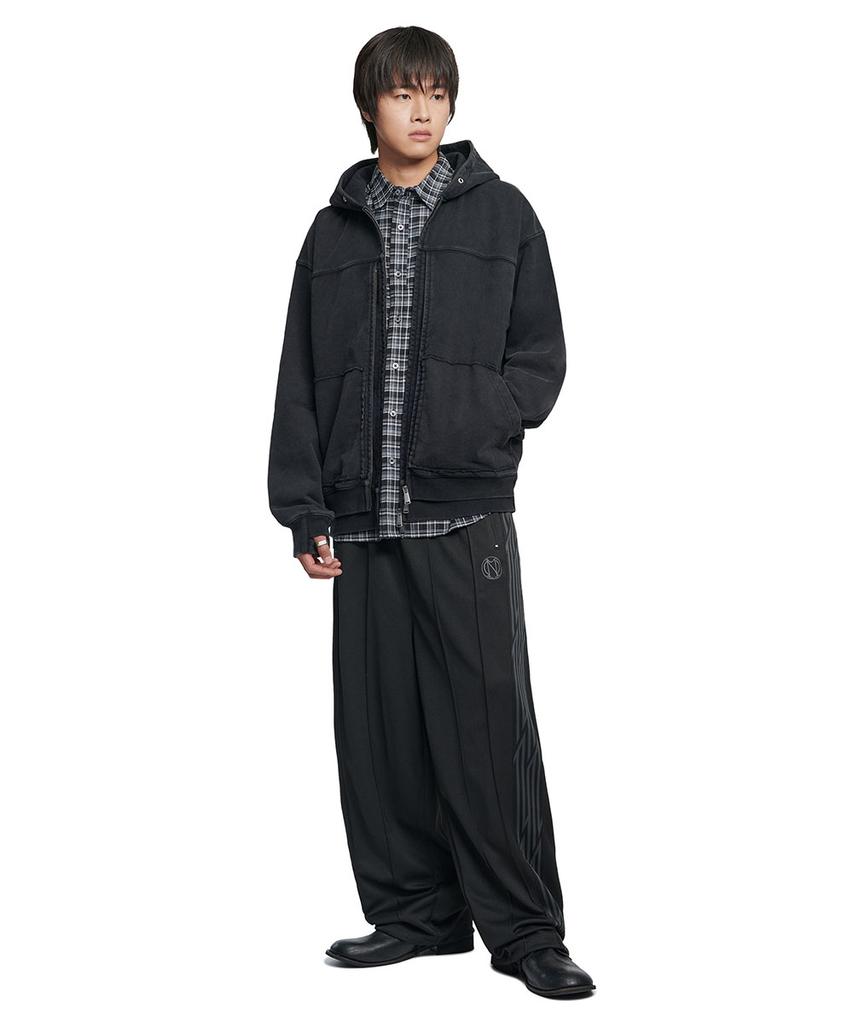 Nomanual R.P Layer Hooded Zip-Up - Washed Black