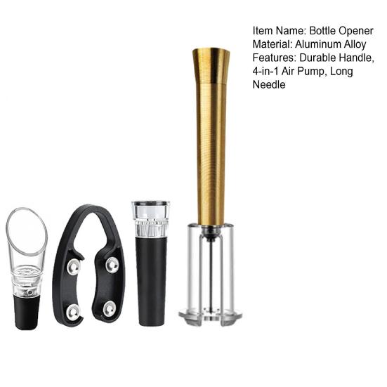 4Stk/Set Flaschenöffner 4-in-1 Luftpumpe Drucköffner Folienschneider Aufblasbarer Ausgießer Vakuumverschluss Weinzubehör