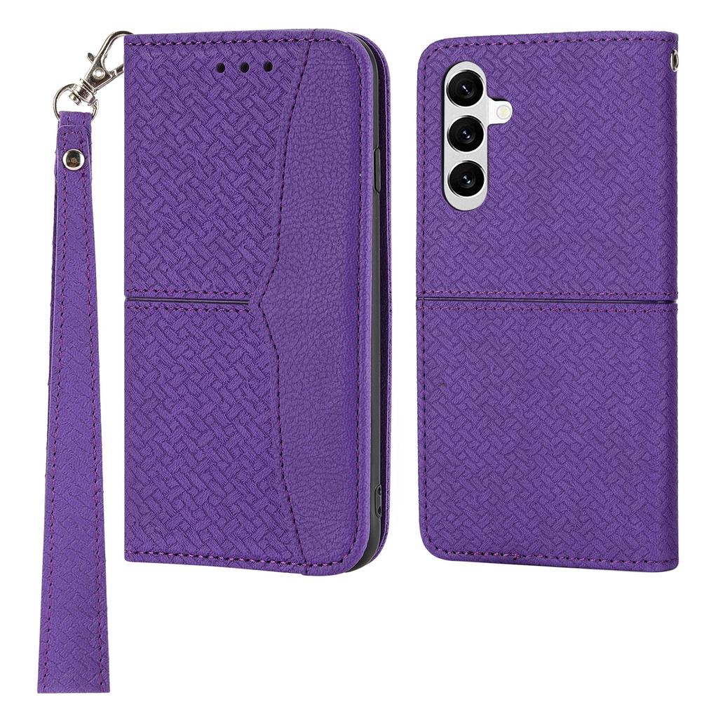 For Samsung Galaxy A17 5G/A17 4G/A26 5G Case Woven Texture PU Leather Wallet Phone Cover with Wrist Strap
