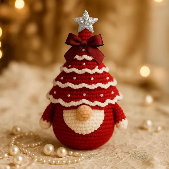 DIY Crochet Christmas Tree Gnome Kit Beginner-Friendly Handmade Xmas Tree Gnome Craft Kit Knitting Holiday Decoration