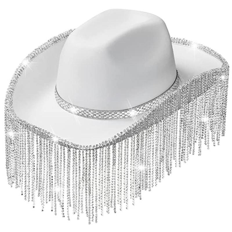 Cowgirl Hats Rave Cow Girl Hat Adult Size Rhinestones Fringe Cowboy Hat