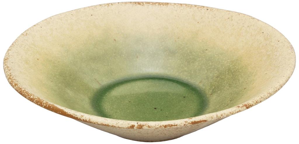 Utsuwa Roan Yamasaku Kiln "Green Glaze" Oval Serving Bowl, Sabi Oribe, Approx. 22cm Diameter X 6cm Height, Made In Japan