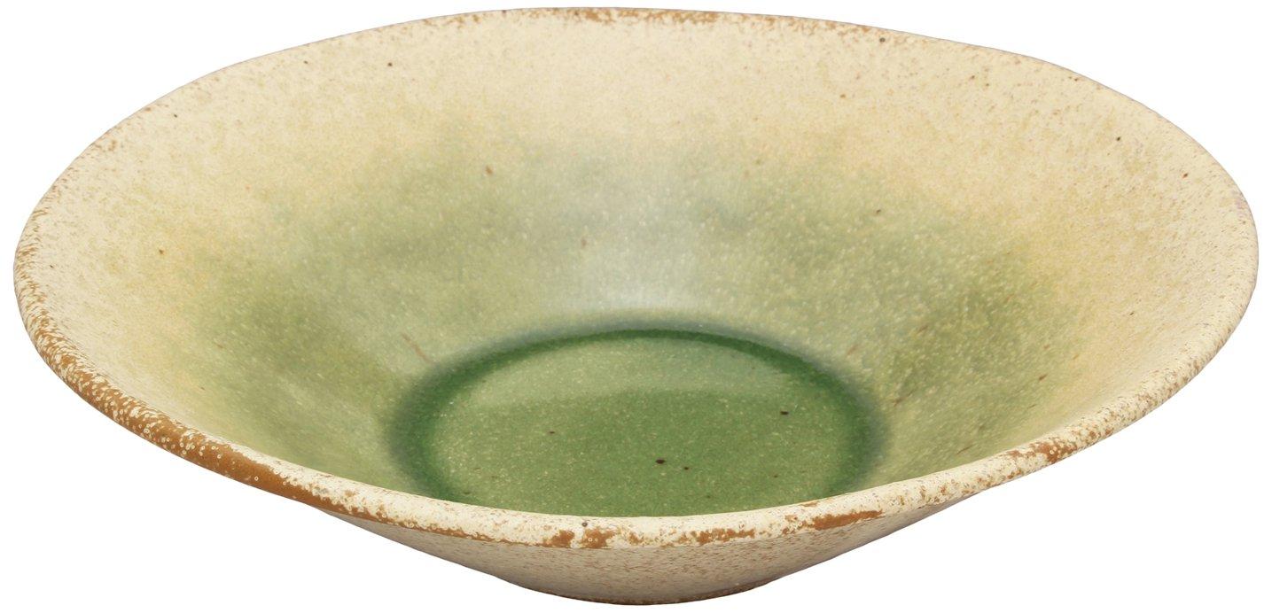 

Utsuwa Roan Yamasaku Kiln Green Glaze Oval Serving Bowl, Sabi Oribe, Approx. 22cm Diameter x 6cm Height, Made in Japan